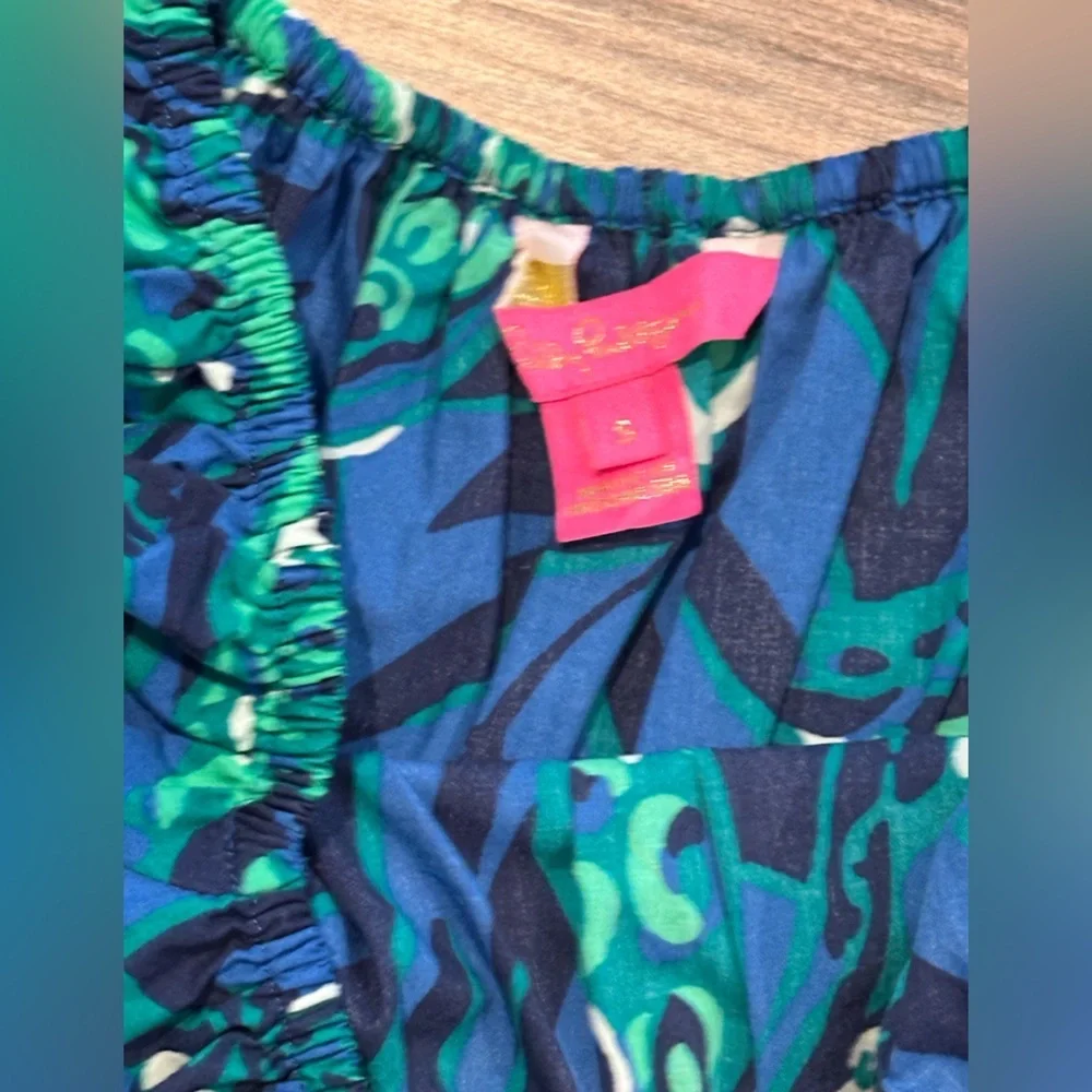 Lilly Pulitzer Lakira Cotton Vibrant Blue and Green Maxi Dress Size Small - Picture 5 of 9